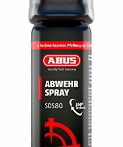 ABUS Abwehrspray SDS80 Pfefferspray zur Selbstverteidigung – Jet-Sprühstrahl – 5 Meter Reichweite – KO Spray – 78094